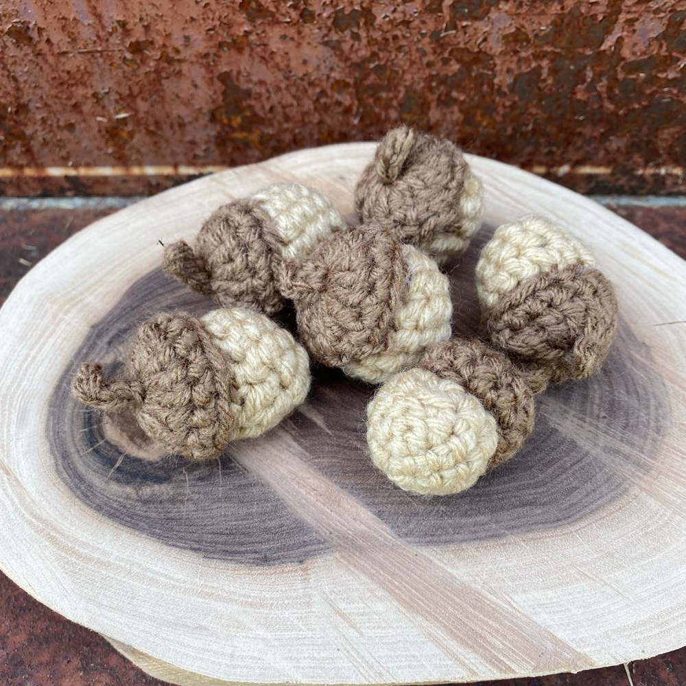 Crochet Acorns set of 6 Nature-Fall Woodland inspired decor